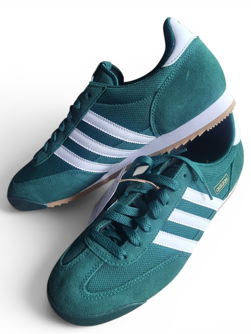Adidas Green Retro Originals with White Stripes Sz 9.5